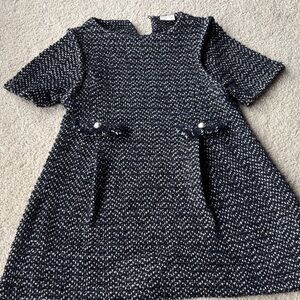 Zara Kids Navy and White Tweed Dress